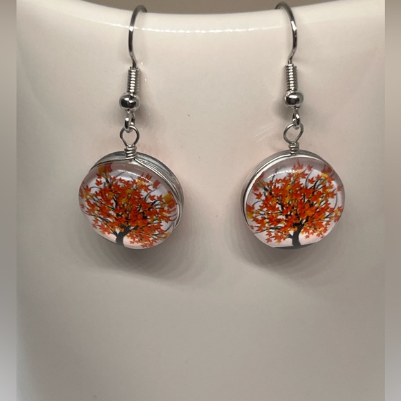 🔥BOGO Orange Tree Of Life Dangle Earrings - Picture 1 of 5